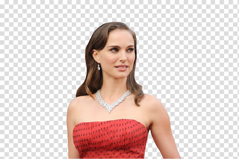 Natalie Portman , woman wearing dotted tube top transparent background PNG clipart