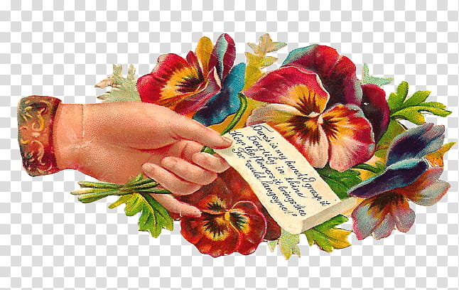 Hands and Flowers s, person holding card with text near flowers painting transparent background PNG clipart