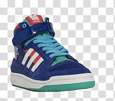 Adidas Shoes, unpaired blue and green mid-top sneaker transparent background PNG clipart