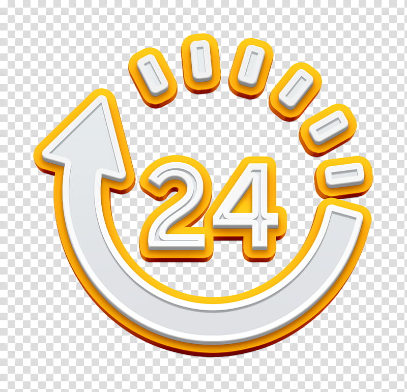 Day icon 24 hours delivery icon commerce icon, Logistics Delivery Icon, Text, Yellow, Logo, Line, Symbol, Smile transparent background PNG clipart