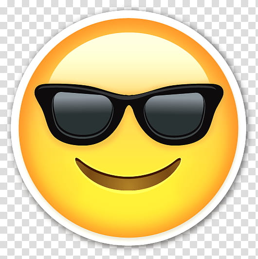 Emoji faces, smiling emoji with black sunglasses icon transparent background PNG clipart