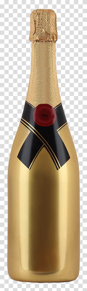 Champagne Bottles, gold and black wine bottle illustration transparent background PNG clipart