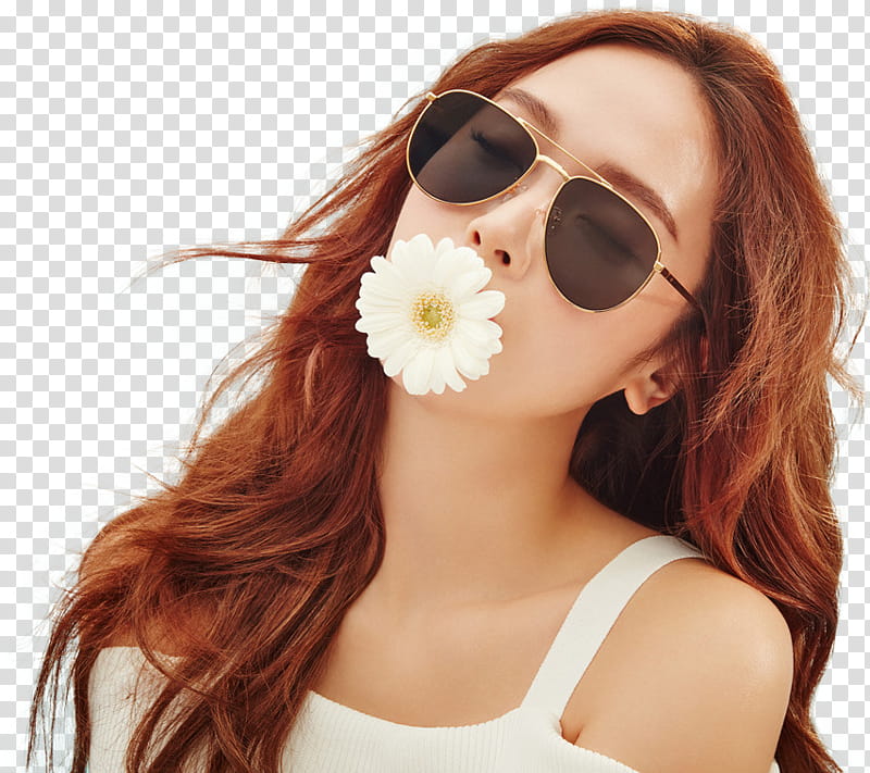 Jessica Jung Blanc and Eclare , woman holding flower through mouth transparent background PNG clipart