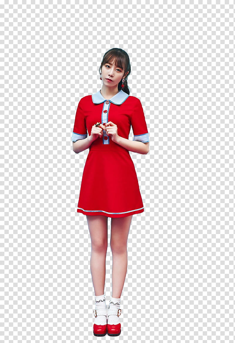 GUGUDAN CHOCOCO, woman in red collared mini dress transparent background PNG clipart