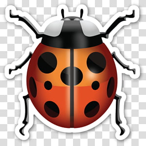 EMOJI STICKER , red and black ladybug transparent background PNG clipart thumbnail