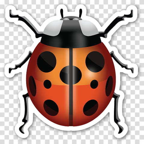 EMOJI STICKER , red and black ladybug transparent background PNG clipart