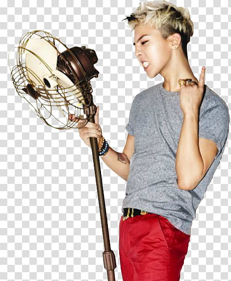 All my GD s, man holding pedestal fan while smiling and pointing above transparent background PNG clipart