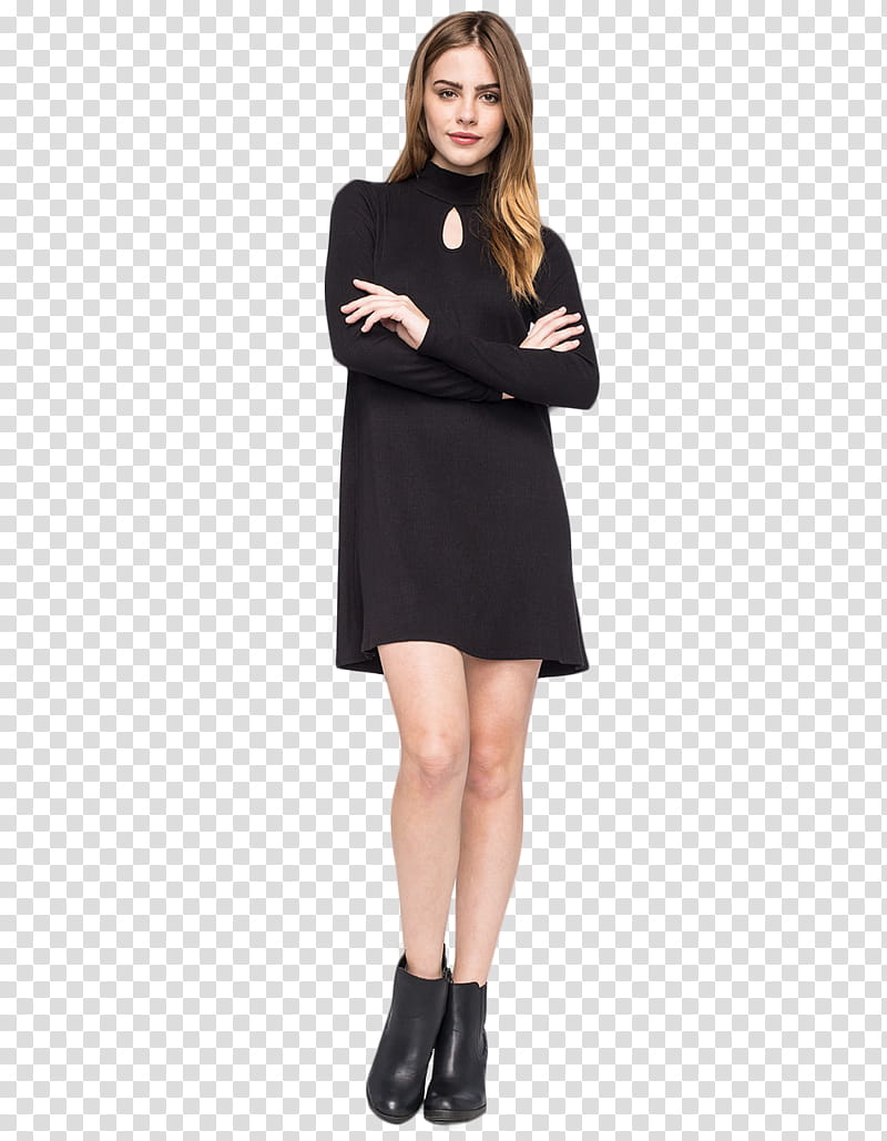 Bridgetsatterlee  ws, woman in black dress crossing her hands transparent background PNG clipart