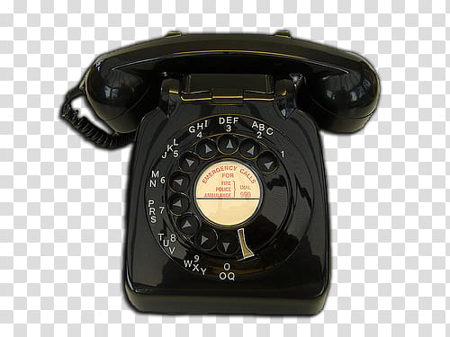 Retro , black and brown rotary telephone transparent background PNG clipart