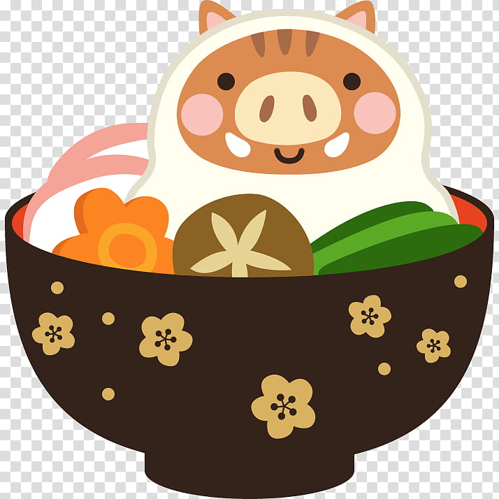 Japanese New Year Card Boar, Wild Boar, Mochi, Pig, Food, Kagami Mochi Arrangements, Snowman, 2019 transparent background PNG clipart