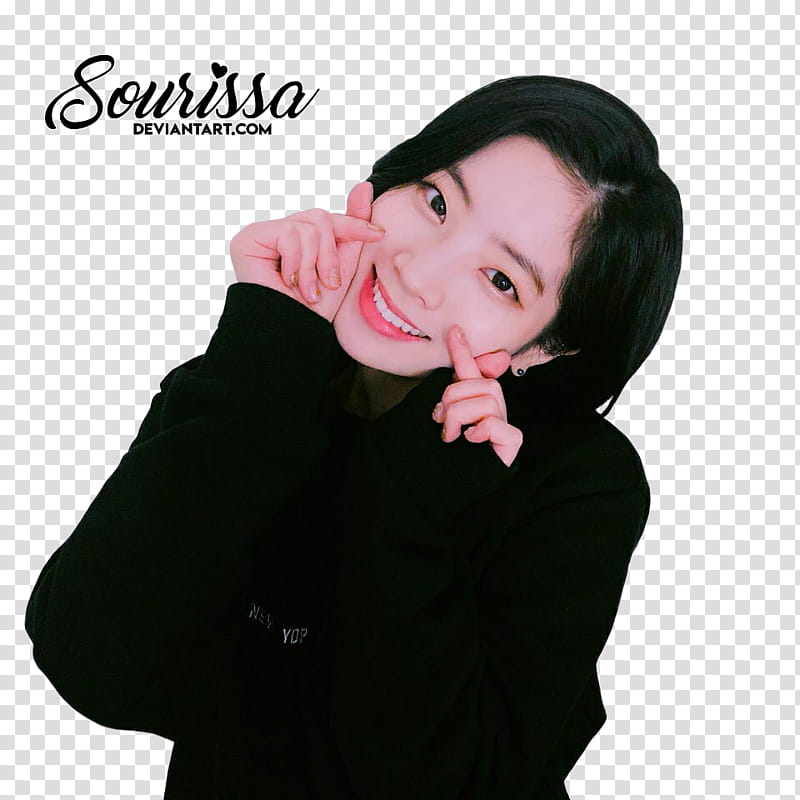 DAHYUN TWICE, women's black top with text overlay transparent background PNG clipart
