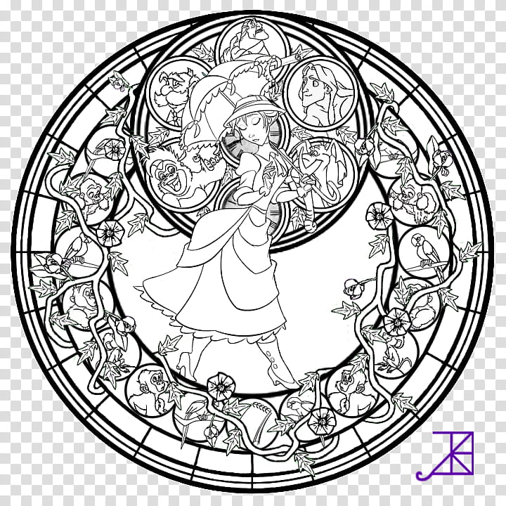 Jane Stained Glass line art transparent background PNG clipart