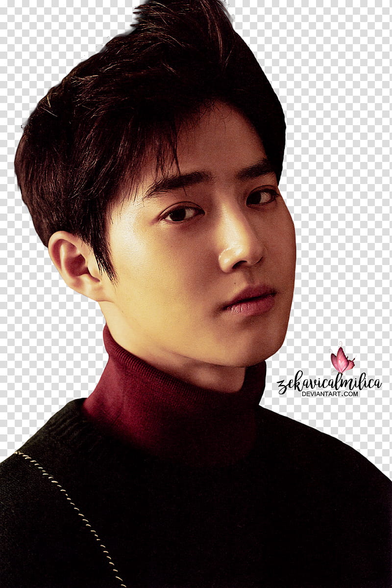 EXO Suho For Life, man wearing black turtleneck sweater transparent background PNG clipart