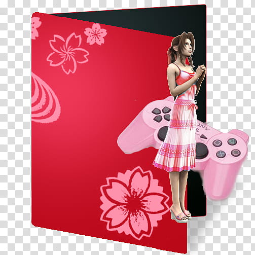 Sakura OS Icons, my games, red floral folder transparent background PNG clipart