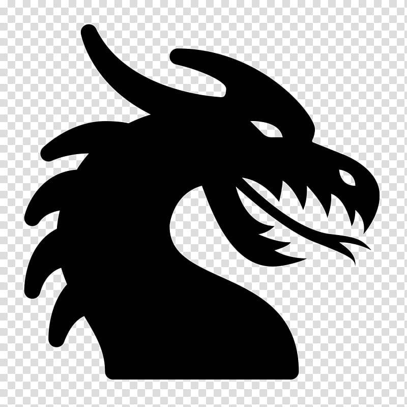 Logo Dragon, Chinese Dragon, Silhouette, Head, Cartoon, Claw, Blackandwhite, Stencil transparent background PNG clipart