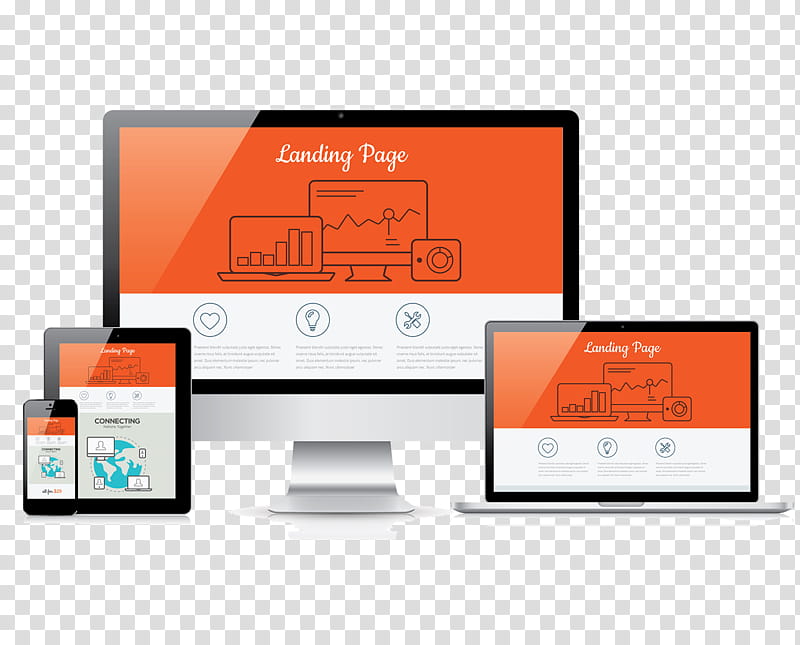 Digital Marketing, Landing Page, Web Design, Flat Design, Advertising, Squeeze Page, Unbounce, Orange transparent background PNG clipart