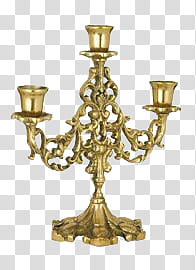 Watchers , gold-colored -arm candle holder transparent background PNG clipart