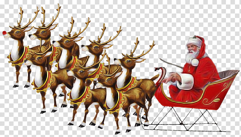 Santa claus, Reindeer, Christmas Eve, Elk, Vehicle transparent background PNG clipart