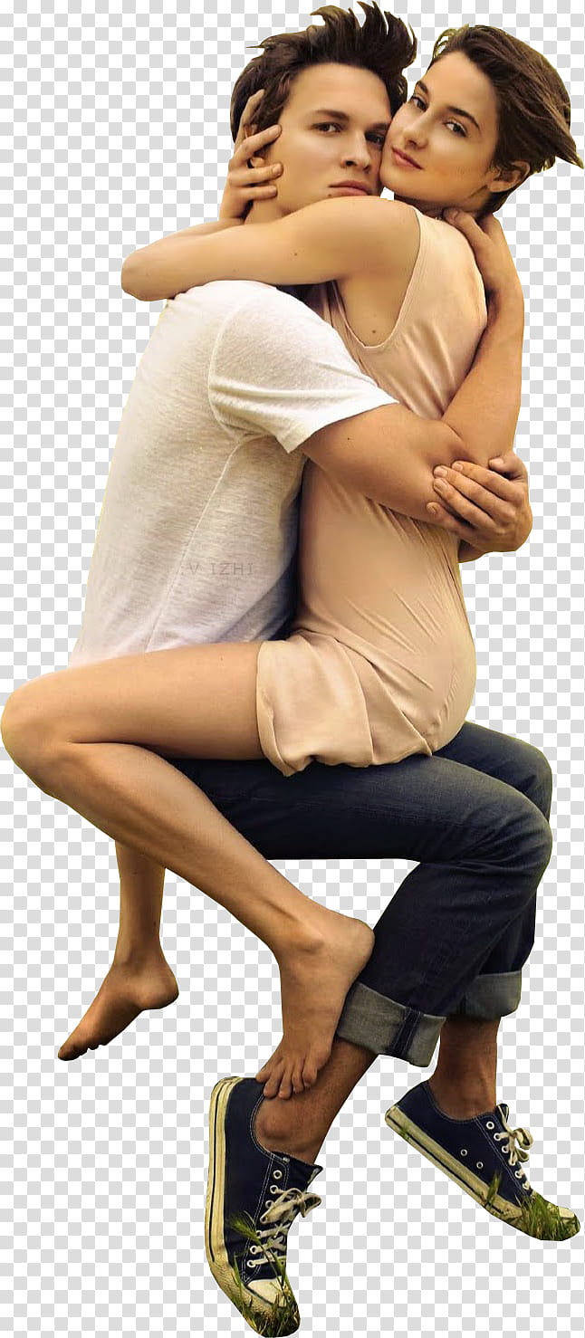  Shailene w Ansel, man and woman hugging each other transparent background PNG clipart