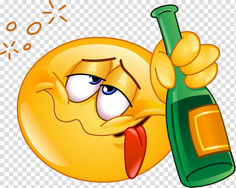 Emoji, Emoticon, Alcoholic Beverages, Drinking, Alcohol Intoxication, Smiley, Yellow, Cartoon transparent background PNG clipart