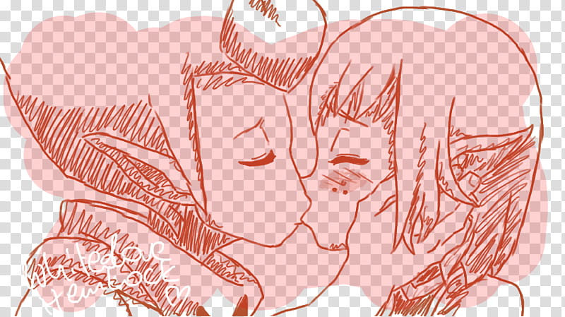 Sweet Kiss, boy and girl anime characters kissing on lips transparent background PNG clipart