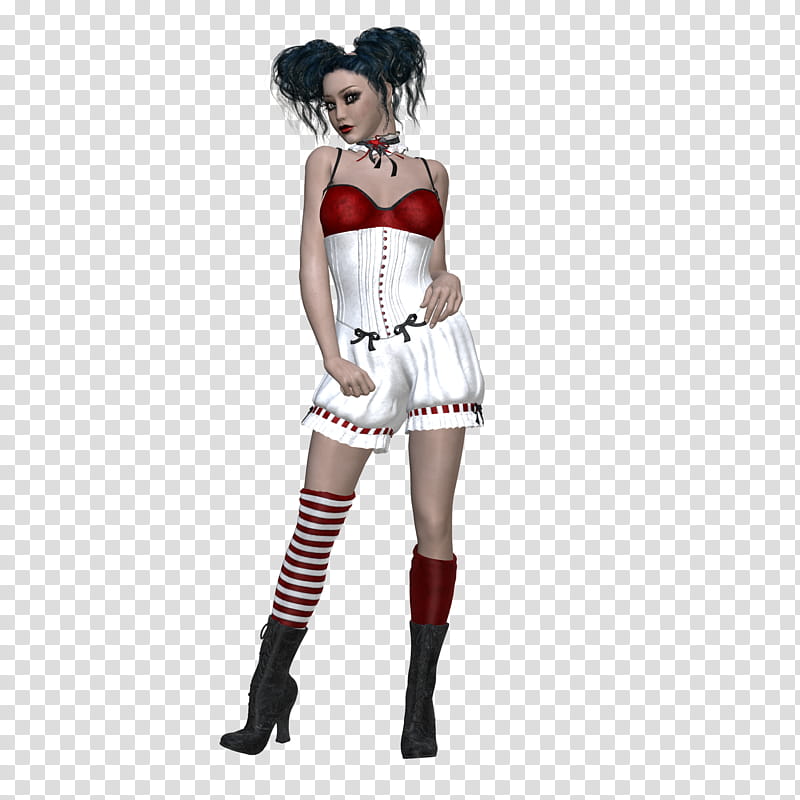 ANGELMOON , woman in red and white corset transparent background PNG clipart
