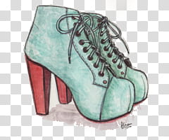 , teal-and-red platform stiletto boots illustration transparent background PNG clipart