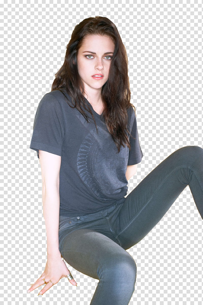 Kristen Stewart sitting and glaring transparent background PNG clipart