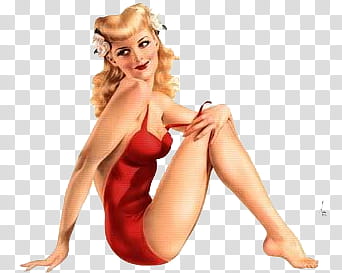 Pin up girls III, blonde-haired woman illustration transparent background PNG clipart