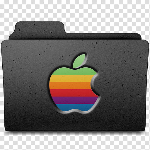 Retro Apple Folder BLACK, gray and multicolored Apple envelop transparent background PNG clipart