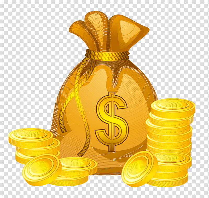 Money bag, Yellow, Currency, Coin, Water Bottle, Saving transparent background PNG clipart