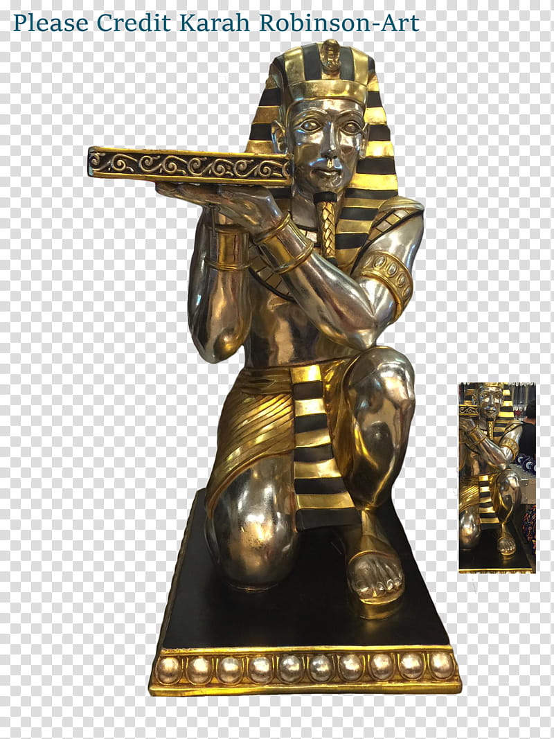 Egyptian Statue, brass-colored ornament transparent background PNG clipart