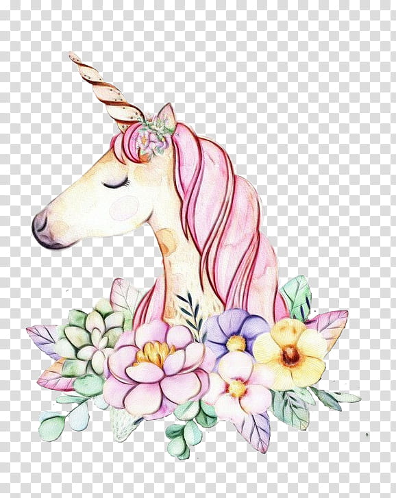 Watercolor Floral, Unicorn, Watercolor Painting, Floral Design, Drawing, Unicorn Horn, Flower, Sticker transparent background PNG clipart
