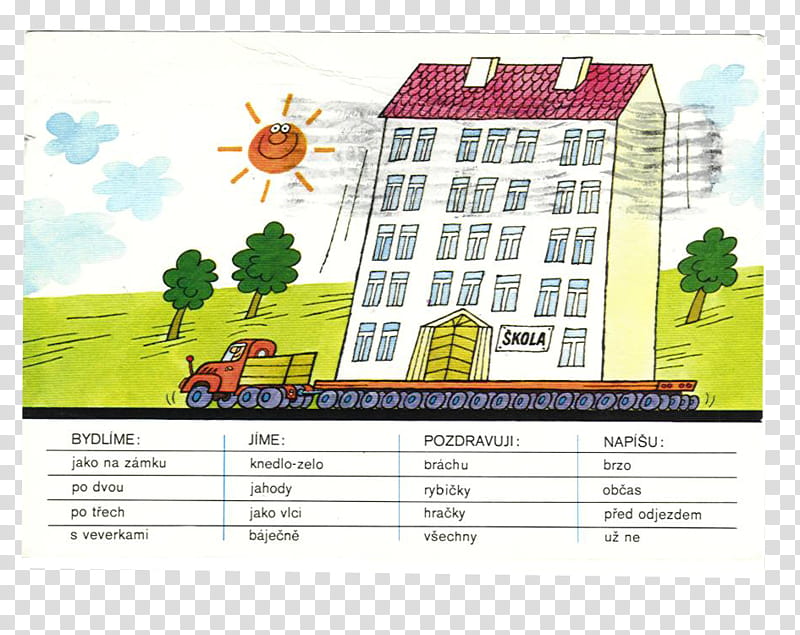 SET Postcards part, building and truck drawing transparent background PNG clipart