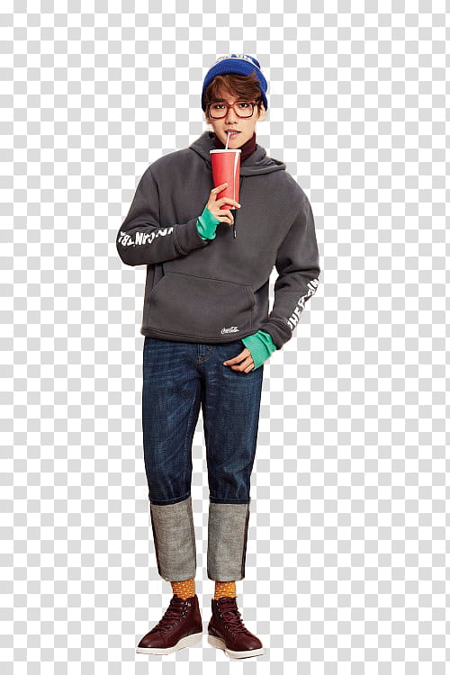 EXO BAEKHYUN , man standing while drinking transparent background PNG clipart