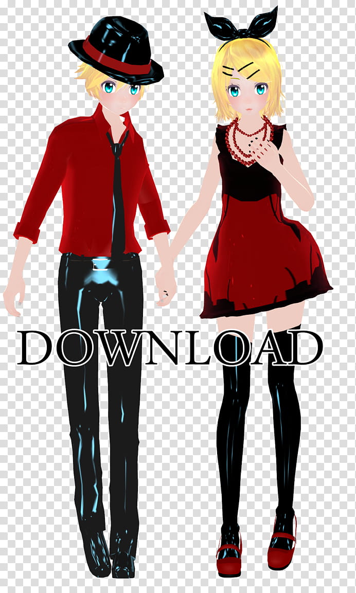 RED SPICE Rin and Len TDA.[DL], male and female characters transparent background PNG clipart