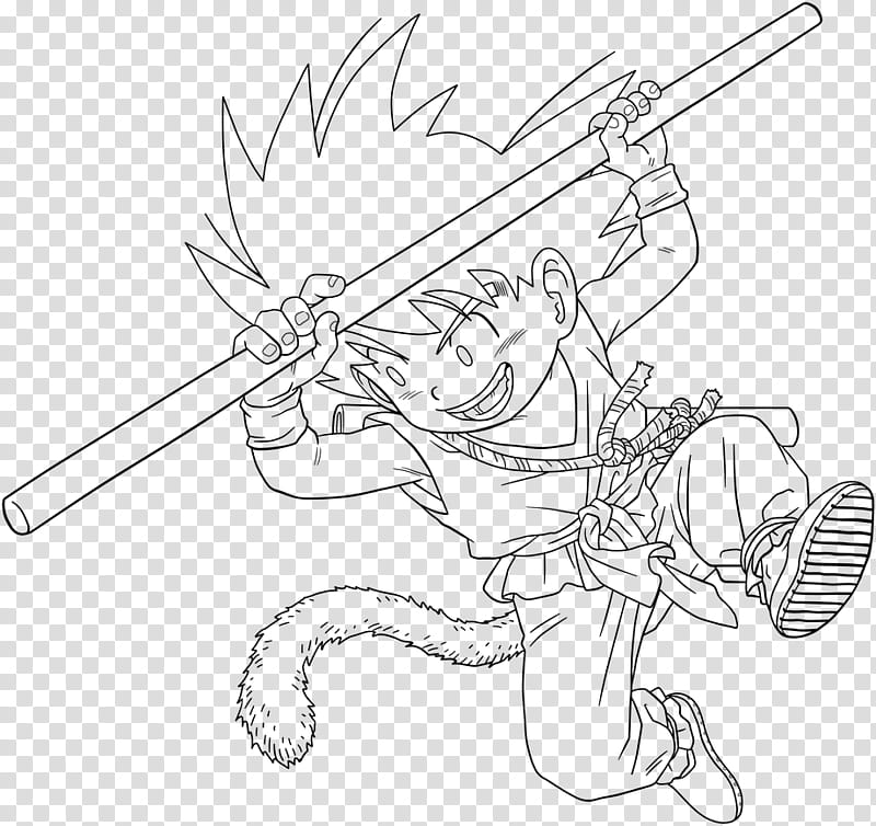 Dragon Ball, kid Goku , lineart transparent background PNG clipart