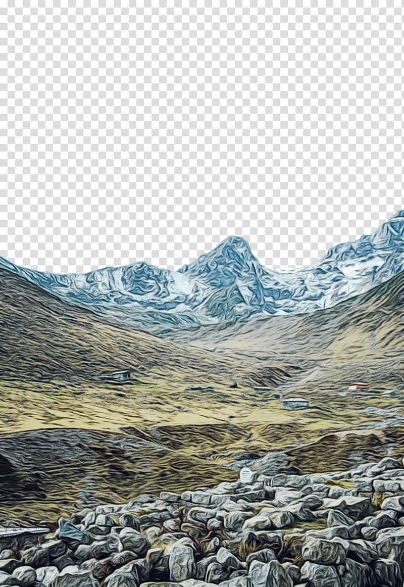 mountainous landforms mountain highland wilderness hill, Watercolor, Paint, Wet Ink, Fell, Natural Landscape, Mountain Range, Ridge transparent background PNG clipart
