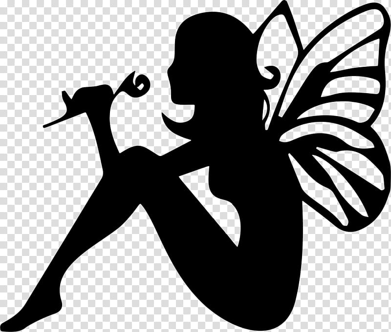 Tooth Fairy, Fairy Tale, Stencil, Silhouette, Blackandwhite, Wing, Pollinator transparent background PNG clipart