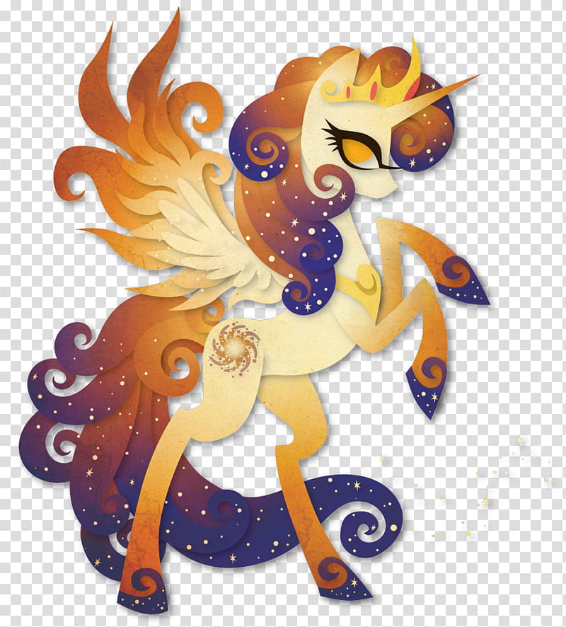 Queen Galaxia Paper, yellow and blue unicorn illustration transparent background PNG clipart