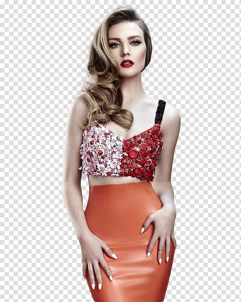 Perrie Edwards Little Mix, woman wearing orange skirt transparent background PNG clipart