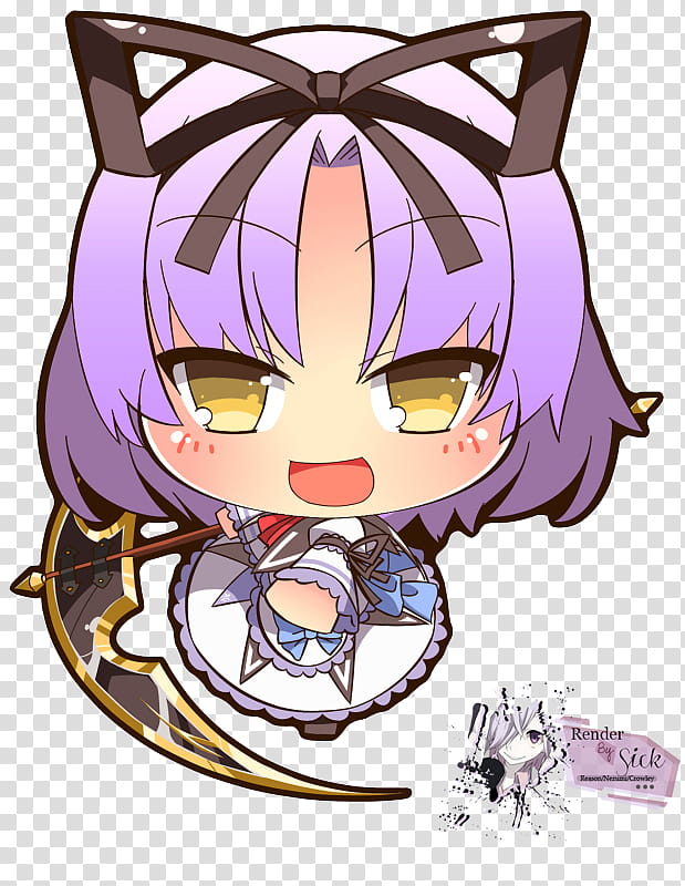 Renders Anime Chibi, female anime character holding scythe chibi transparent background PNG clipart