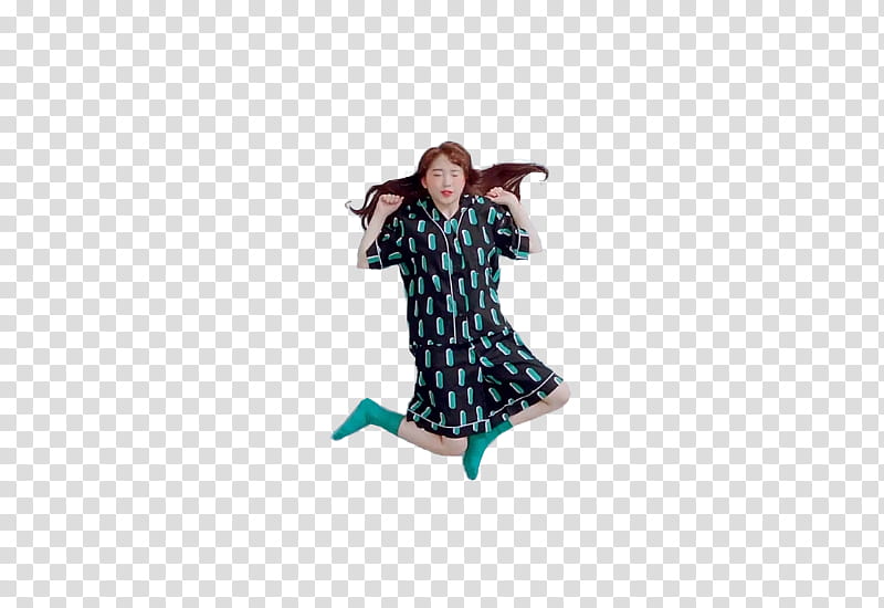 YEOJIN KISS LATER LOONA, jumping woman in black and green dress transparent background PNG clipart