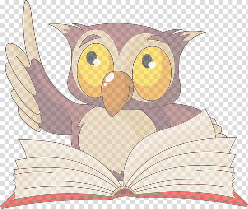 owl cartoon bird reading, Bird Of Prey, Wing, Animated Cartoon transparent background PNG clipart