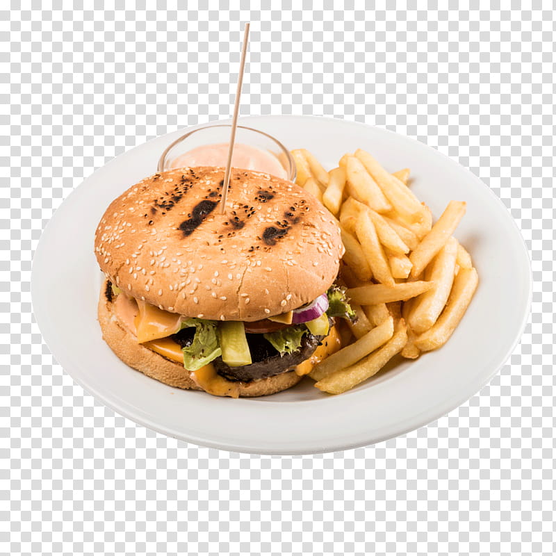 Junk Food, French Fries, Cheeseburger, Hamburger, Buffalo Burger, Veggie Burger, Vegetarian Cuisine, Salmon Burger transparent background PNG clipart