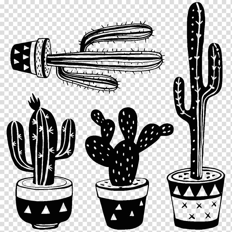 Cactus, Drawing, Sticker, Black And White
, Plant, Hand, Line transparent background PNG clipart