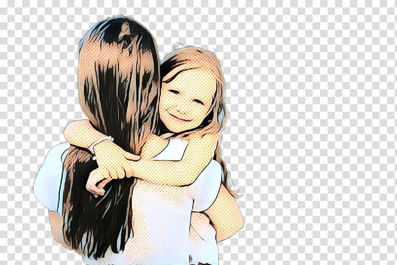 Hug, Black Hair, Brown Hair, Long Hair, Friendship, Cartoon, Human, Behavior transparent background PNG clipart