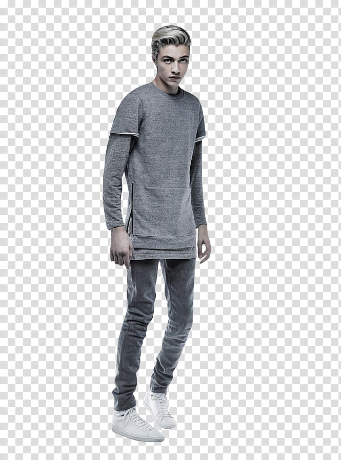 Lucky Blue Smith , men's gray jeans transparent background PNG clipart