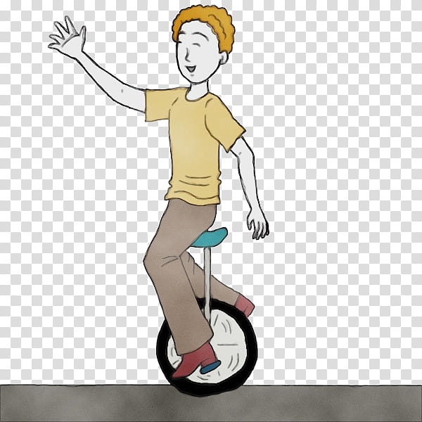 unicycle cycling vehicle cartoon recreation, Watercolor, Paint, Wet Ink, Wheel, Automotive Wheel System, Bicycle, Sports Equipment transparent background PNG clipart