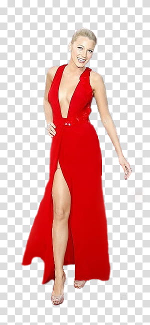 Blake Lively, women's red sleeveless dress transparent background PNG clipart